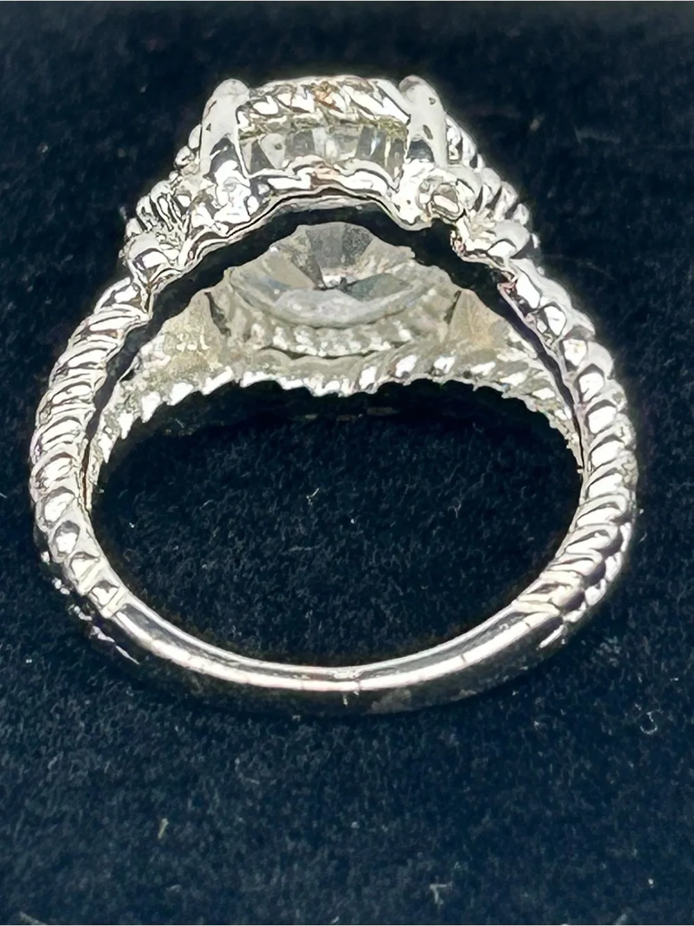 NVC Silver Twisted Rope Ring with 5 3/4 CT Clear Stone Size 8